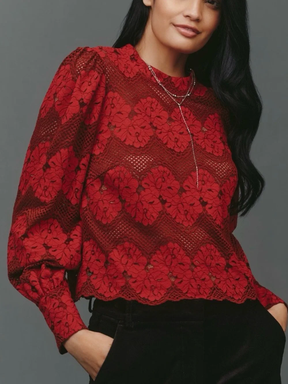 Anthropologie Dolan Left Coast Mock Neck Lace Blouse Top Size Small New With Tag